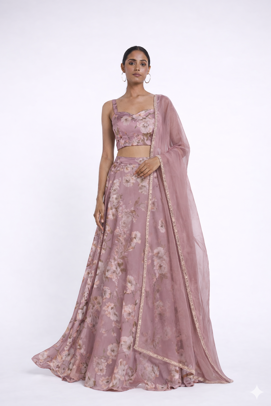 THE MISCHA FLORAL PRINT SWEETHEART LEHENGA