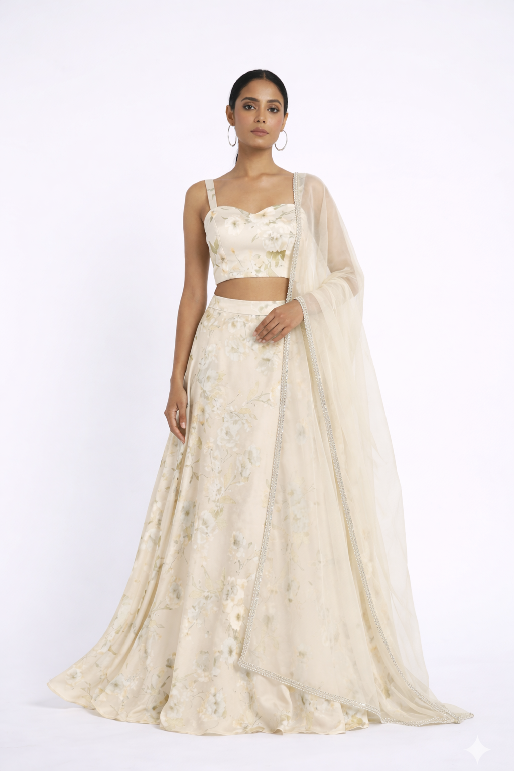 THE MISCHA FLORAL PRINT SWEETHEART LEHENGA