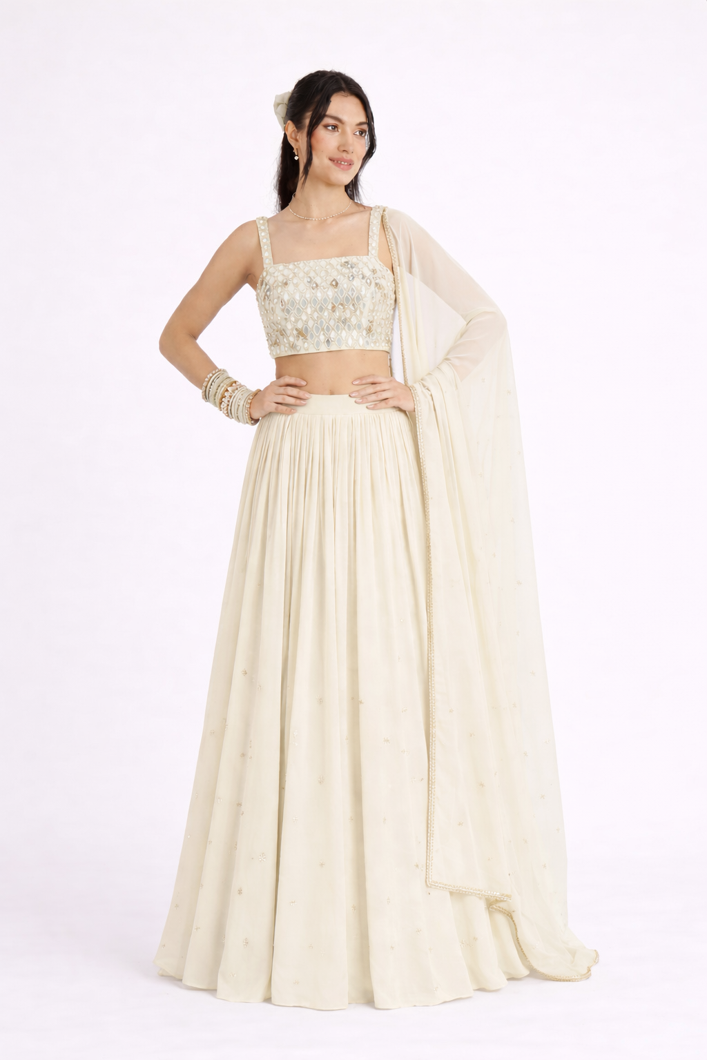THE ALAIA SQUARE NECK MIRROR LEHENGA