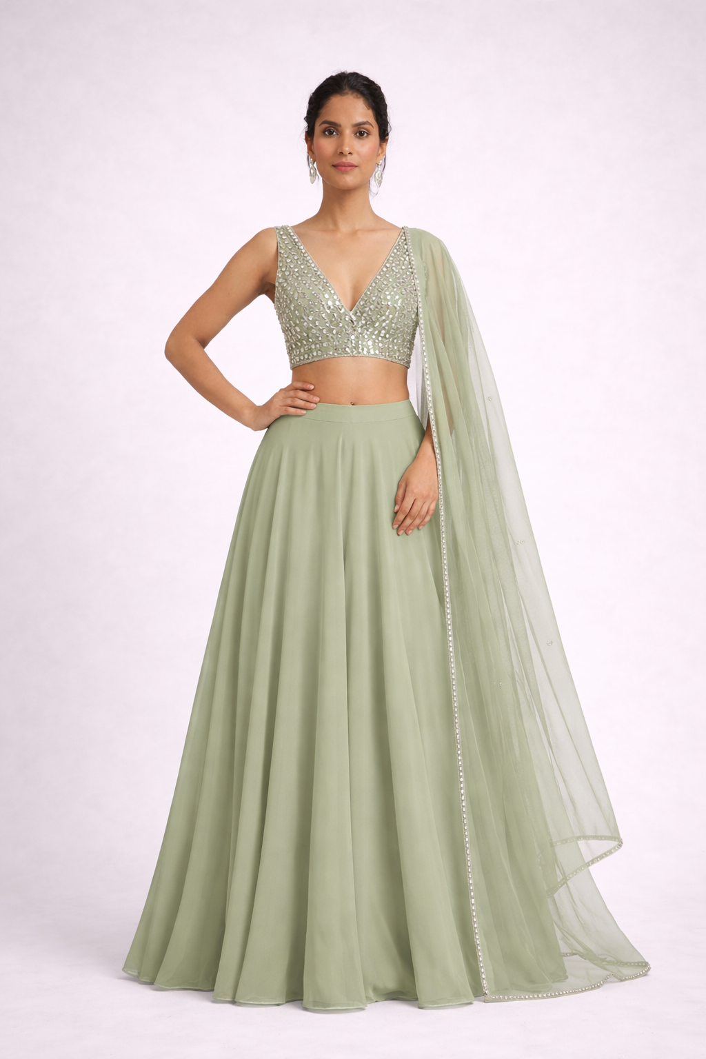 THE ARIA VNECK MIRROR LEHENGA
