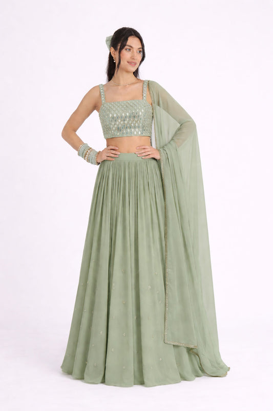 THE ALAIA SQUARE NECK MIRROR LEHENGA