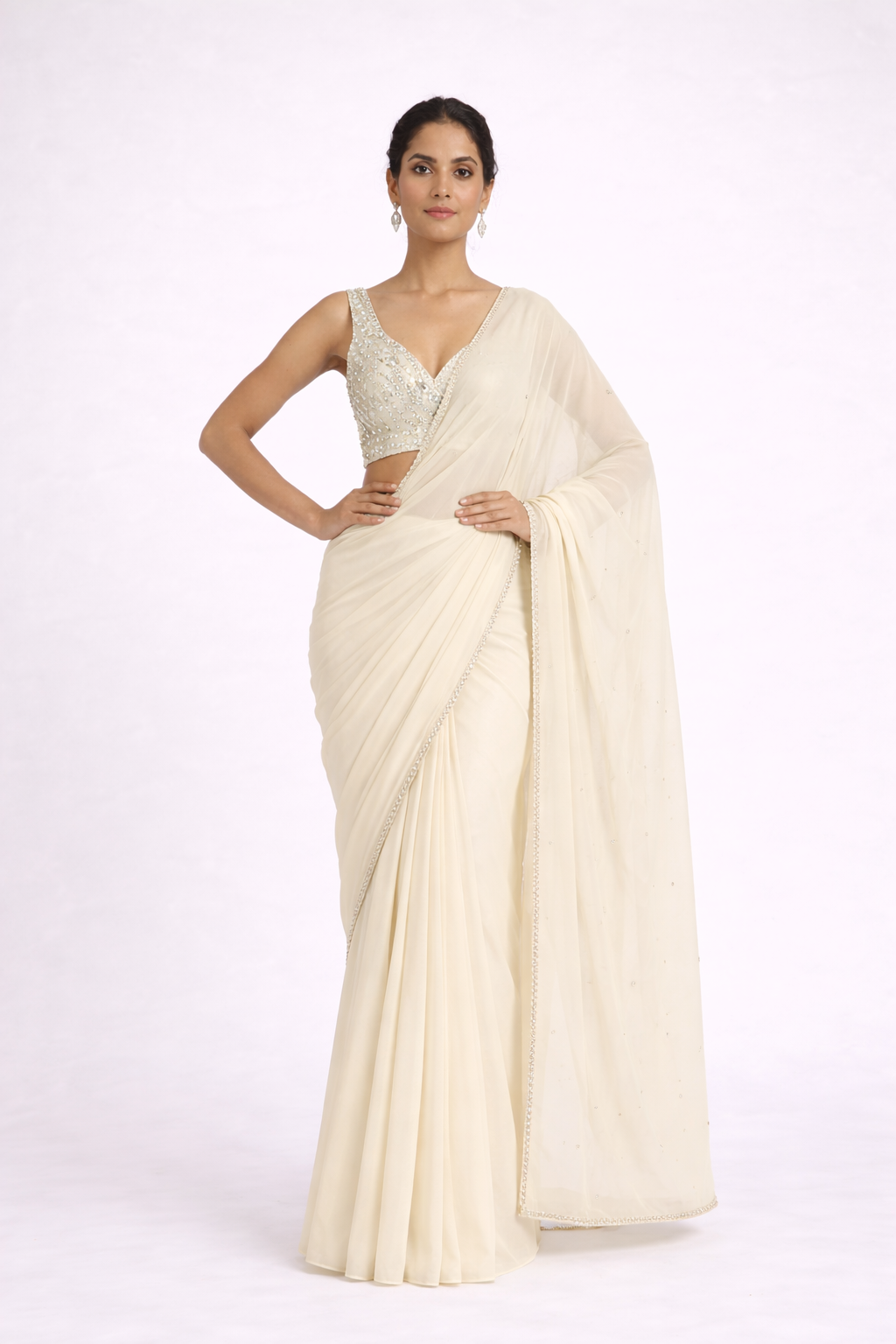 THE MAYA V-NECK MIRROR SAREE