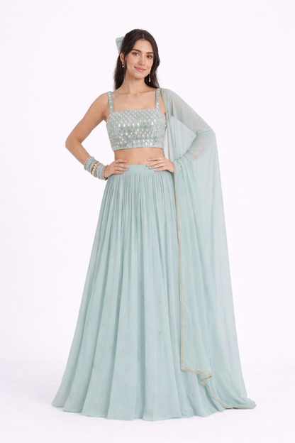 THE ALAIA SQUARE NECK MIRROR LEHENGA