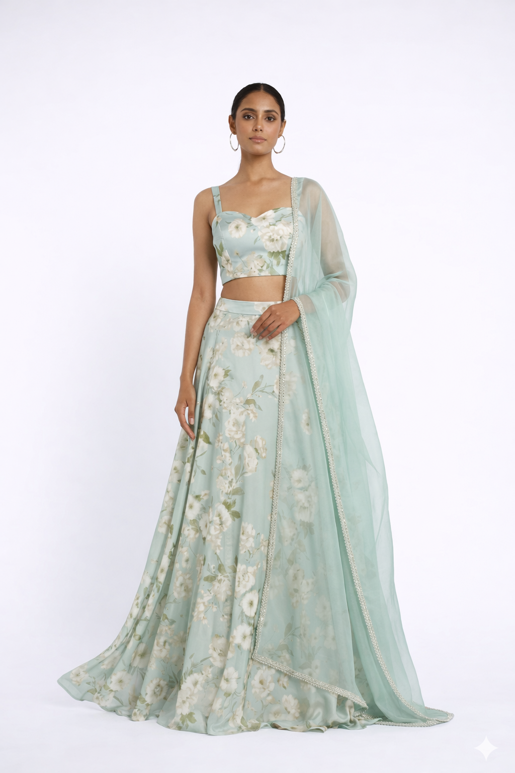 THE MISCHA FLORAL PRINT SWEETHEART LEHENGA